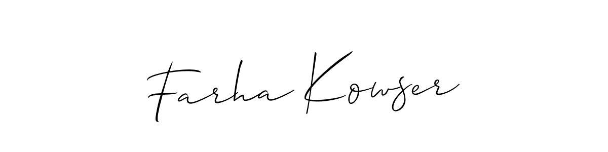 How to make Farha Kowser name signature. Use Allison_Script style for creating short signs online. This is the latest handwritten sign. Farha Kowser signature style 2 images and pictures png