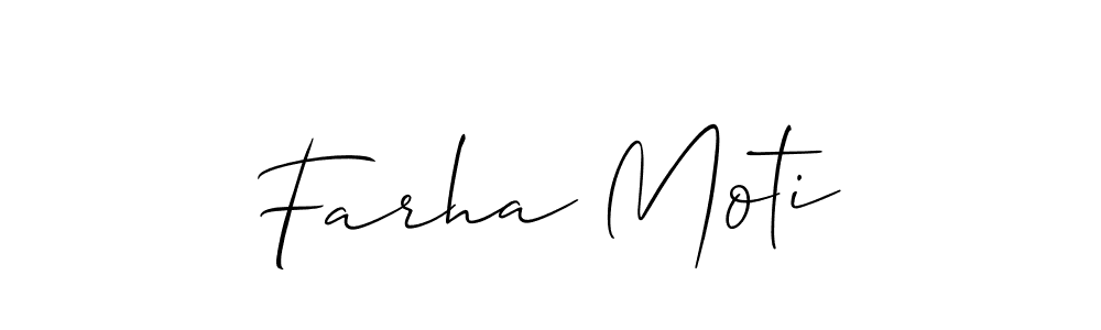 It looks lik you need a new signature style for name Farha Moti. Design unique handwritten (Allison_Script) signature with our free signature maker in just a few clicks. Farha Moti signature style 2 images and pictures png