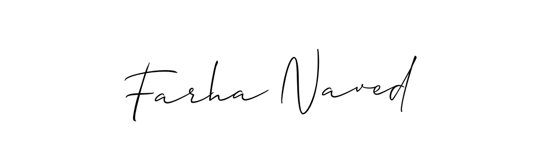 Create a beautiful signature design for name Farha Naved. With this signature (Allison_Script) fonts, you can make a handwritten signature for free. Farha Naved signature style 2 images and pictures png