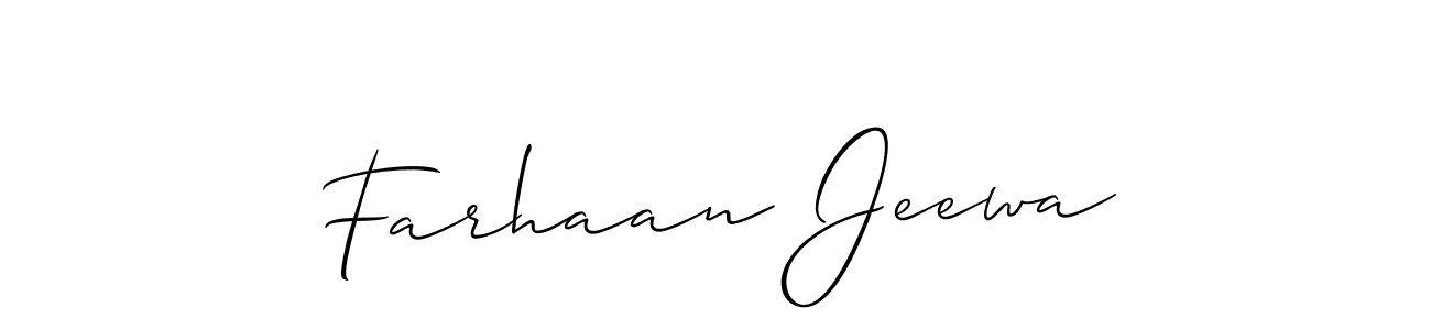 How to make Farhaan Jeewa name signature. Use Allison_Script style for creating short signs online. This is the latest handwritten sign. Farhaan Jeewa signature style 2 images and pictures png