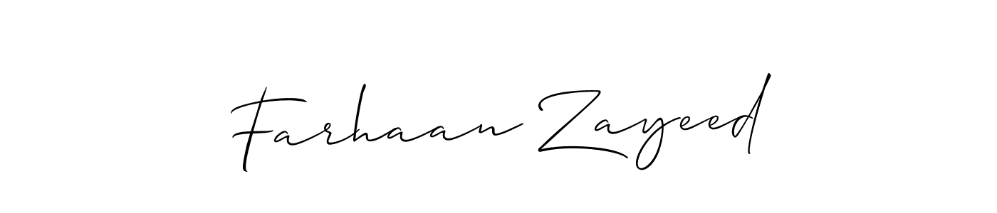 The best way (Allison_Script) to make a short signature is to pick only two or three words in your name. The name Farhaan Zayeed include a total of six letters. For converting this name. Farhaan Zayeed signature style 2 images and pictures png