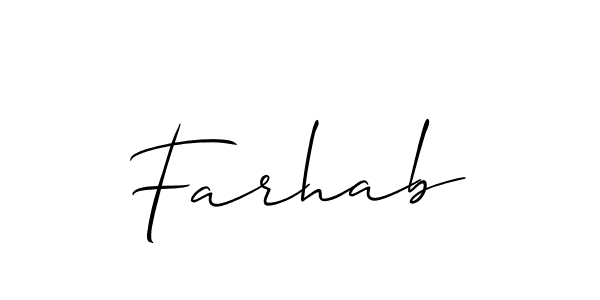 Create a beautiful signature design for name Farhab. With this signature (Allison_Script) fonts, you can make a handwritten signature for free. Farhab signature style 2 images and pictures png