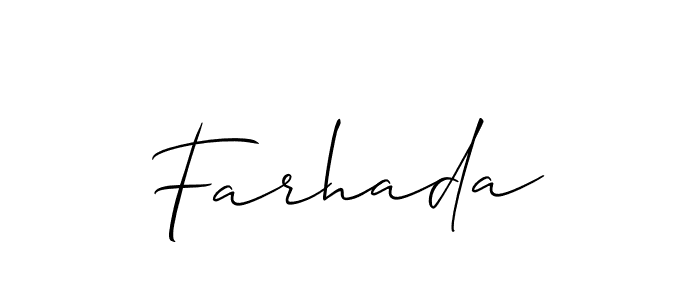 if you are searching for the best signature style for your name Farhada. so please give up your signature search. here we have designed multiple signature styles  using Allison_Script. Farhada signature style 2 images and pictures png