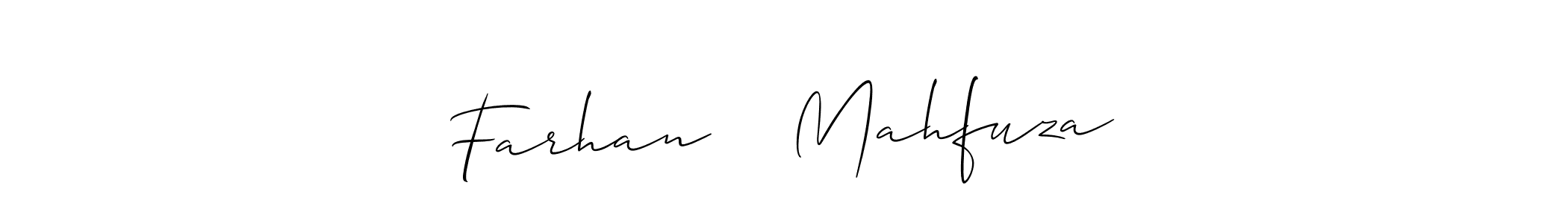 Use a signature maker to create a handwritten signature online. With this signature software, you can design (Allison_Script) your own signature for name Farhan ♥️ Mahfuza. Farhan ♥️ Mahfuza signature style 2 images and pictures png