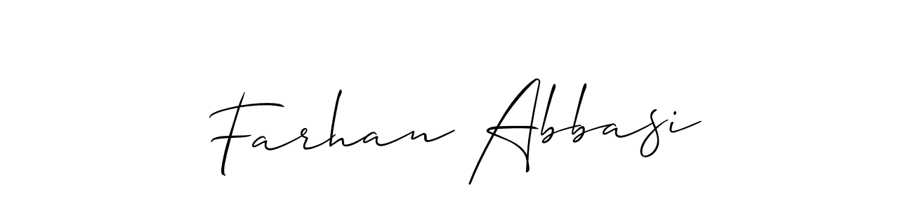 Make a beautiful signature design for name Farhan Abbasi. With this signature (Allison_Script) style, you can create a handwritten signature for free. Farhan Abbasi signature style 2 images and pictures png