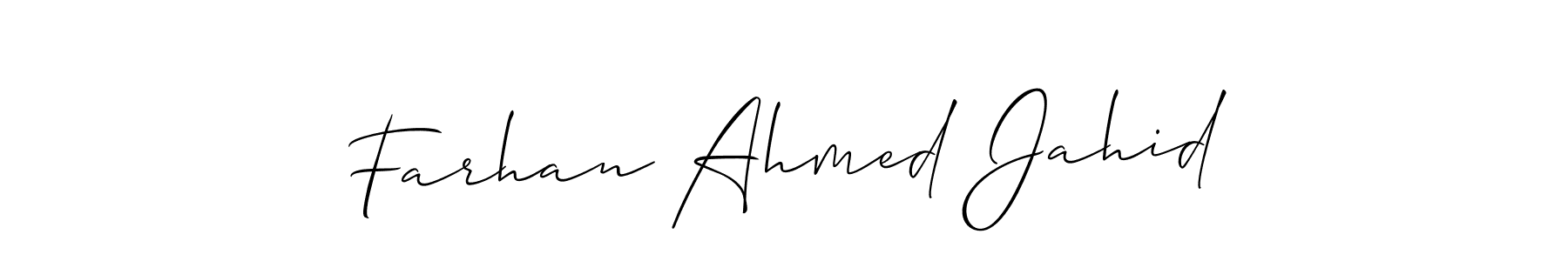How to make Farhan Ahmed Jahid name signature. Use Allison_Script style for creating short signs online. This is the latest handwritten sign. Farhan Ahmed Jahid signature style 2 images and pictures png
