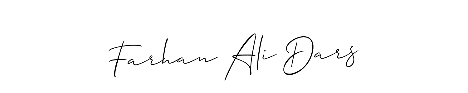 The best way (Allison_Script) to make a short signature is to pick only two or three words in your name. The name Farhan Ali Dars include a total of six letters. For converting this name. Farhan Ali Dars signature style 2 images and pictures png