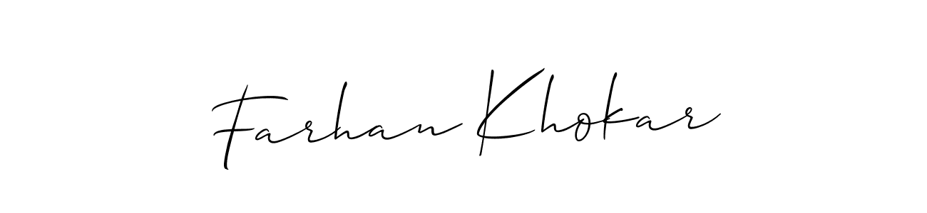 How to make Farhan Khokar name signature. Use Allison_Script style for creating short signs online. This is the latest handwritten sign. Farhan Khokar signature style 2 images and pictures png