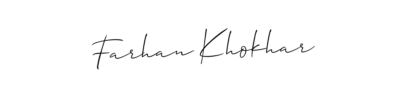 How to make Farhan Khokhar name signature. Use Allison_Script style for creating short signs online. This is the latest handwritten sign. Farhan Khokhar signature style 2 images and pictures png