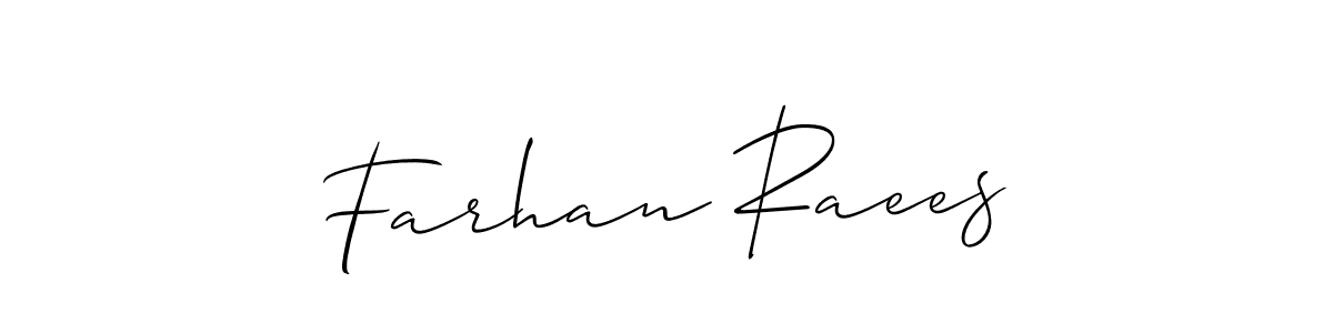 How to Draw Farhan Raees signature style? Allison_Script is a latest design signature styles for name Farhan Raees. Farhan Raees signature style 2 images and pictures png