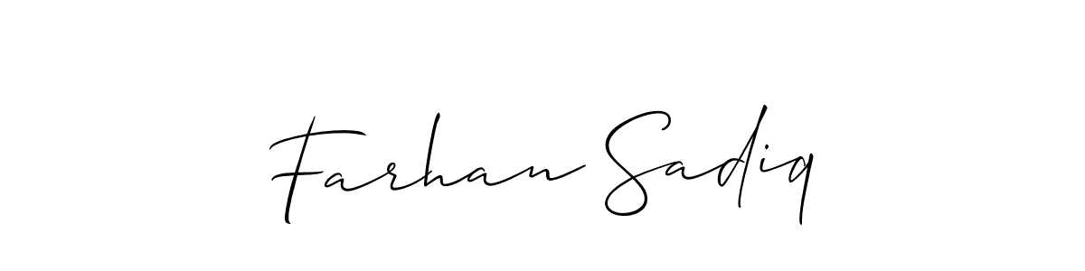 Also we have Farhan Sadiq name is the best signature style. Create professional handwritten signature collection using Allison_Script autograph style. Farhan Sadiq signature style 2 images and pictures png