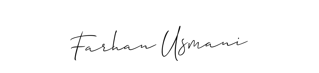 Make a beautiful signature design for name Farhan Usmani. With this signature (Allison_Script) style, you can create a handwritten signature for free. Farhan Usmani signature style 2 images and pictures png