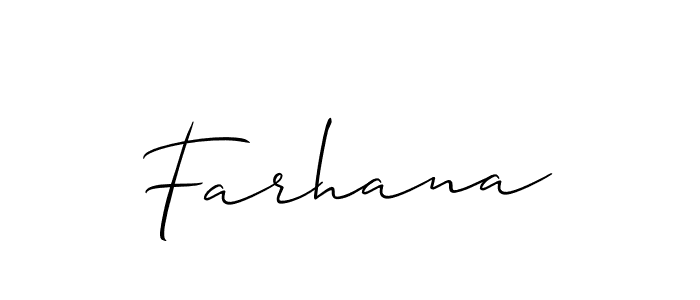 Make a beautiful signature design for name Farhana. With this signature (Allison_Script) style, you can create a handwritten signature for free. Farhana signature style 2 images and pictures png