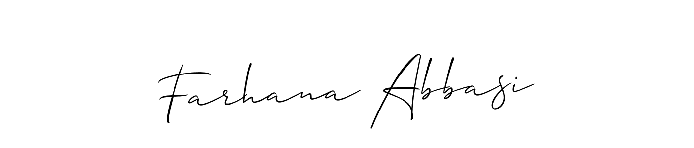 Make a short Farhana Abbasi signature style. Manage your documents anywhere anytime using Allison_Script. Create and add eSignatures, submit forms, share and send files easily. Farhana Abbasi signature style 2 images and pictures png