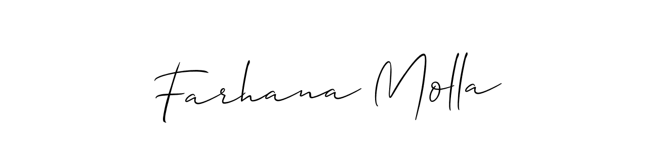 How to make Farhana Molla name signature. Use Allison_Script style for creating short signs online. This is the latest handwritten sign. Farhana Molla signature style 2 images and pictures png