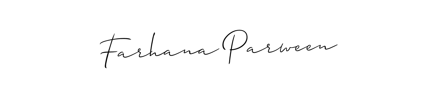 Create a beautiful signature design for name Farhana Parween. With this signature (Allison_Script) fonts, you can make a handwritten signature for free. Farhana Parween signature style 2 images and pictures png