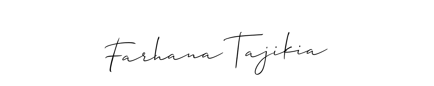 Make a short Farhana Tajikia signature style. Manage your documents anywhere anytime using Allison_Script. Create and add eSignatures, submit forms, share and send files easily. Farhana Tajikia signature style 2 images and pictures png