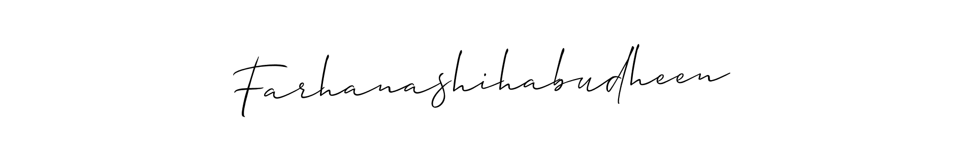 Make a beautiful signature design for name Farhanashihabudheen. With this signature (Allison_Script) style, you can create a handwritten signature for free. Farhanashihabudheen signature style 2 images and pictures png