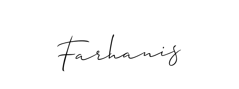 Design your own signature with our free online signature maker. With this signature software, you can create a handwritten (Allison_Script) signature for name Farhanis. Farhanis signature style 2 images and pictures png