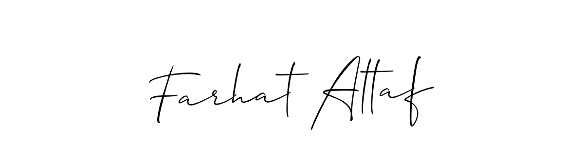 Also You can easily find your signature by using the search form. We will create Farhat Altaf name handwritten signature images for you free of cost using Allison_Script sign style. Farhat Altaf signature style 2 images and pictures png