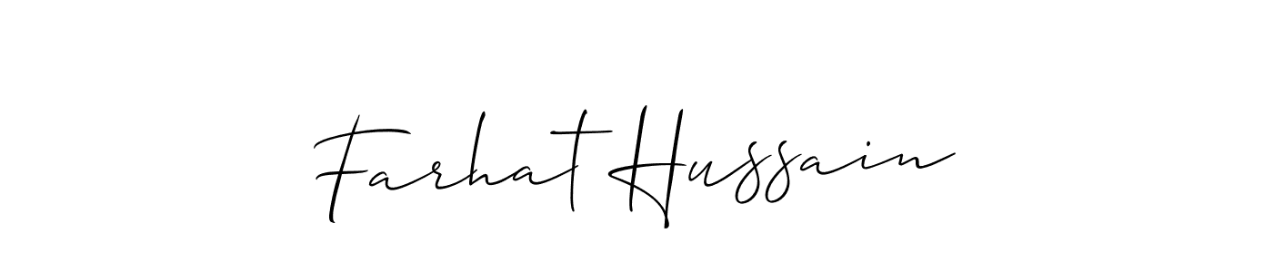 Create a beautiful signature design for name Farhat Hussain. With this signature (Allison_Script) fonts, you can make a handwritten signature for free. Farhat Hussain signature style 2 images and pictures png