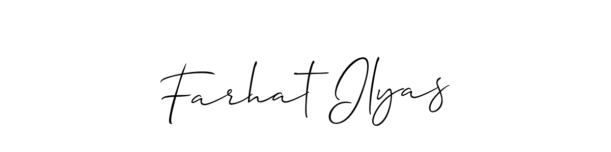 Make a beautiful signature design for name Farhat Ilyas. With this signature (Allison_Script) style, you can create a handwritten signature for free. Farhat Ilyas signature style 2 images and pictures png