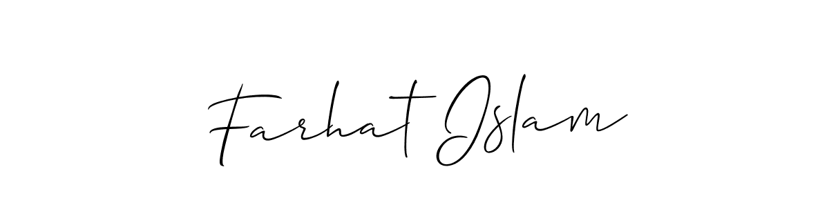 How to make Farhat Islam name signature. Use Allison_Script style for creating short signs online. This is the latest handwritten sign. Farhat Islam signature style 2 images and pictures png