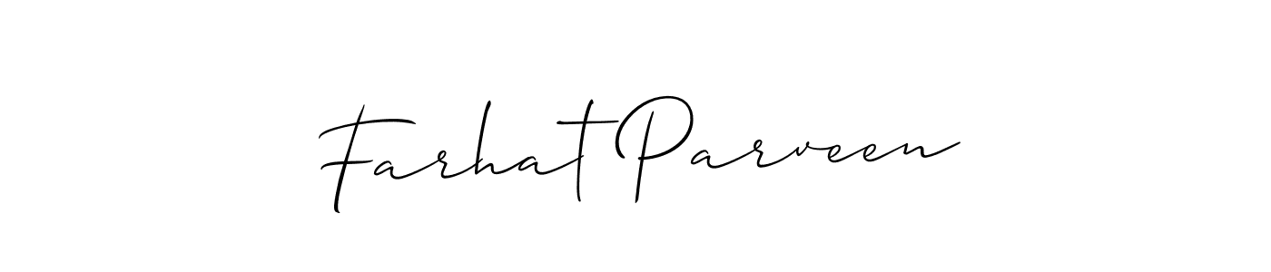 Make a short Farhat Parveen signature style. Manage your documents anywhere anytime using Allison_Script. Create and add eSignatures, submit forms, share and send files easily. Farhat Parveen signature style 2 images and pictures png