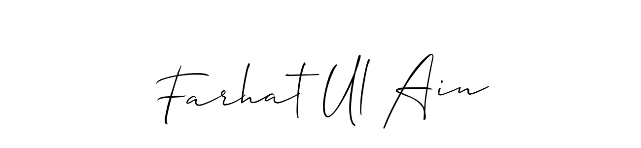 Use a signature maker to create a handwritten signature online. With this signature software, you can design (Allison_Script) your own signature for name Farhat Ul Ain. Farhat Ul Ain signature style 2 images and pictures png