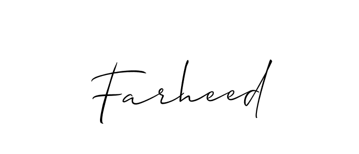 How to make Farheed name signature. Use Allison_Script style for creating short signs online. This is the latest handwritten sign. Farheed signature style 2 images and pictures png
