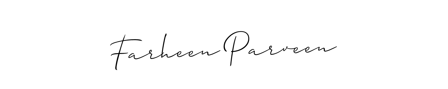 The best way (Allison_Script) to make a short signature is to pick only two or three words in your name. The name Farheen Parveen include a total of six letters. For converting this name. Farheen Parveen signature style 2 images and pictures png