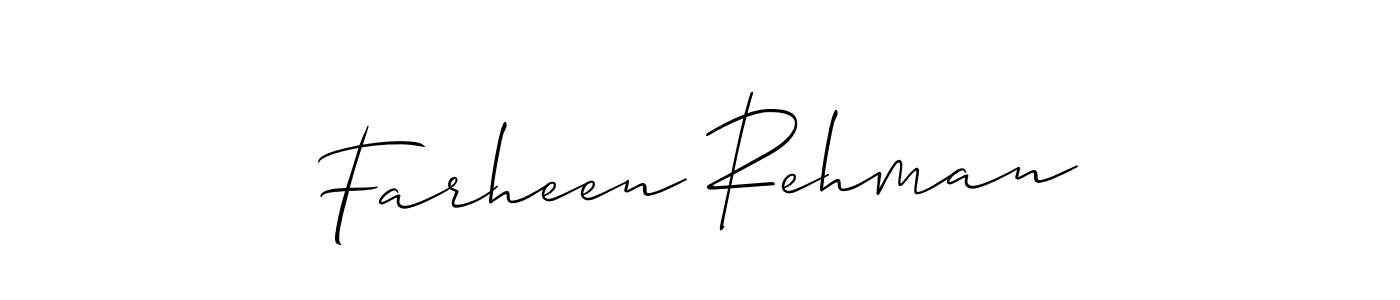Allison_Script is a professional signature style that is perfect for those who want to add a touch of class to their signature. It is also a great choice for those who want to make their signature more unique. Get Farheen Rehman name to fancy signature for free. Farheen Rehman signature style 2 images and pictures png