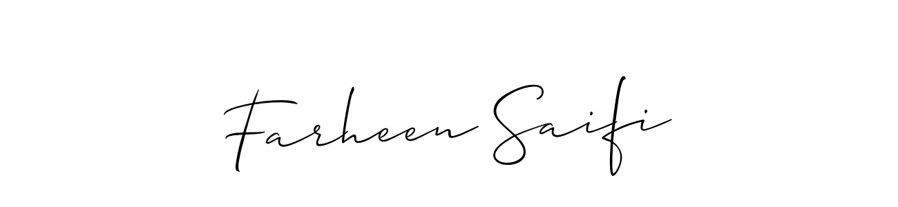 Also we have Farheen Saifi name is the best signature style. Create professional handwritten signature collection using Allison_Script autograph style. Farheen Saifi signature style 2 images and pictures png