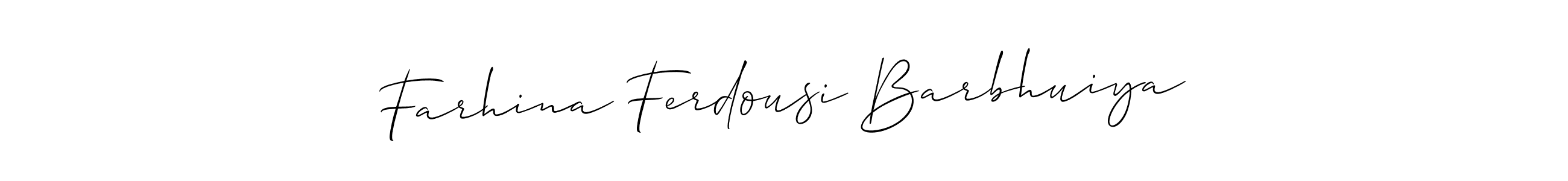 Make a beautiful signature design for name Farhina Ferdousi Barbhuiya. With this signature (Allison_Script) style, you can create a handwritten signature for free. Farhina Ferdousi Barbhuiya signature style 2 images and pictures png