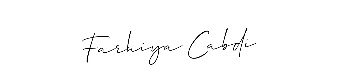 Similarly Allison_Script is the best handwritten signature design. Signature creator online .You can use it as an online autograph creator for name Farhiya Cabdi. Farhiya Cabdi signature style 2 images and pictures png