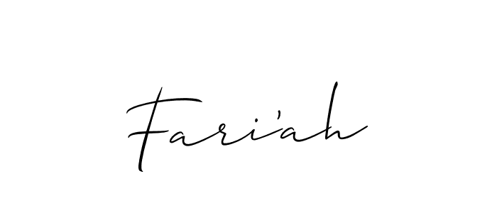 How to make Fari'ah signature? Allison_Script is a professional autograph style. Create handwritten signature for Fari'ah name. Fari'ah signature style 2 images and pictures png