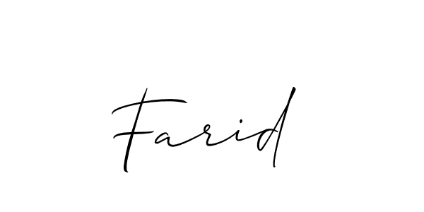 Make a beautiful signature design for name Farid . With this signature (Allison_Script) style, you can create a handwritten signature for free. Farid  signature style 2 images and pictures png