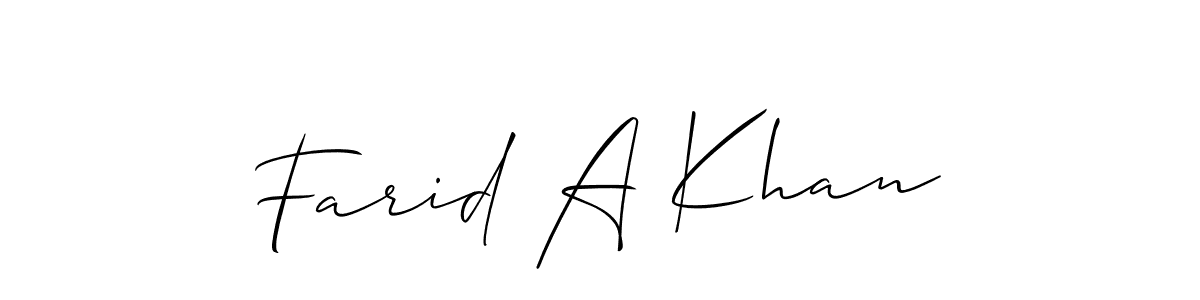 Make a beautiful signature design for name Farid A Khan. With this signature (Allison_Script) style, you can create a handwritten signature for free. Farid A Khan signature style 2 images and pictures png