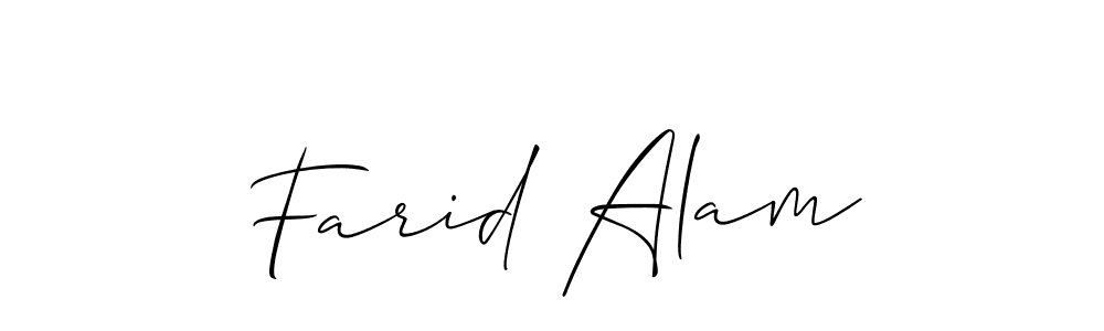 Make a beautiful signature design for name Farid Alam. With this signature (Allison_Script) style, you can create a handwritten signature for free. Farid Alam signature style 2 images and pictures png