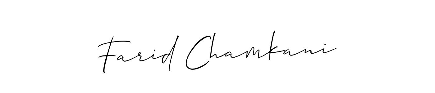 Use a signature maker to create a handwritten signature online. With this signature software, you can design (Allison_Script) your own signature for name Farid Chamkani. Farid Chamkani signature style 2 images and pictures png