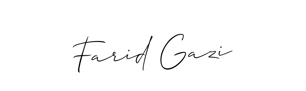 You should practise on your own different ways (Allison_Script) to write your name (Farid Gazi) in signature. don't let someone else do it for you. Farid Gazi signature style 2 images and pictures png