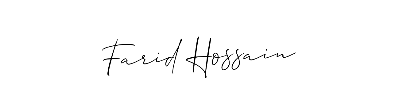 The best way (Allison_Script) to make a short signature is to pick only two or three words in your name. The name Farid Hossain include a total of six letters. For converting this name. Farid Hossain signature style 2 images and pictures png