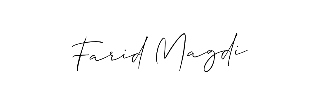 Use a signature maker to create a handwritten signature online. With this signature software, you can design (Allison_Script) your own signature for name Farid Magdi. Farid Magdi signature style 2 images and pictures png