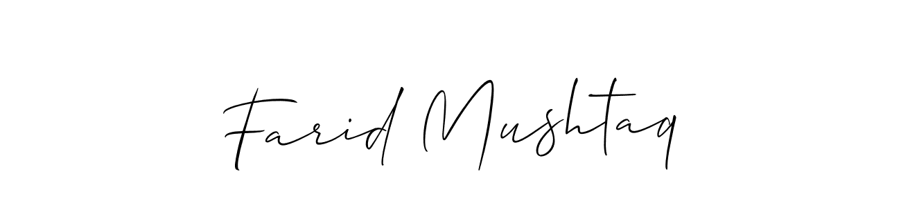 The best way (Allison_Script) to make a short signature is to pick only two or three words in your name. The name Farid Mushtaq include a total of six letters. For converting this name. Farid Mushtaq signature style 2 images and pictures png