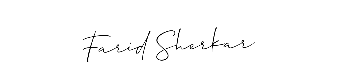 Use a signature maker to create a handwritten signature online. With this signature software, you can design (Allison_Script) your own signature for name Farid Sherkar. Farid Sherkar signature style 2 images and pictures png