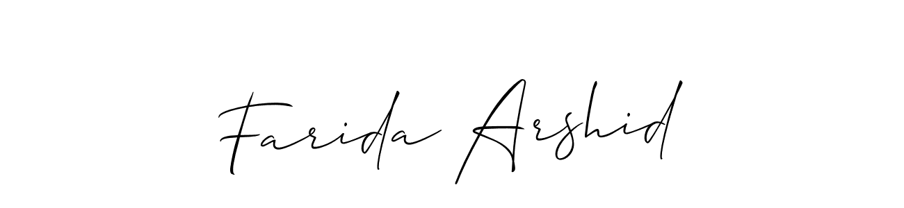 Similarly Allison_Script is the best handwritten signature design. Signature creator online .You can use it as an online autograph creator for name Farida Arshid. Farida Arshid signature style 2 images and pictures png