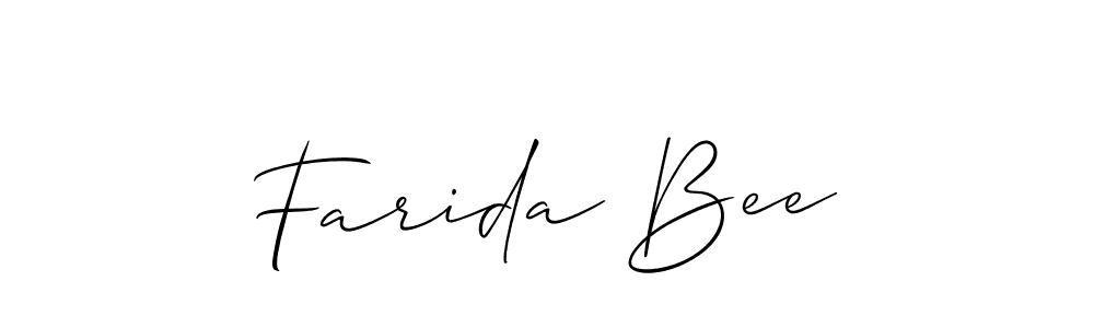 Use a signature maker to create a handwritten signature online. With this signature software, you can design (Allison_Script) your own signature for name Farida Bee. Farida Bee signature style 2 images and pictures png