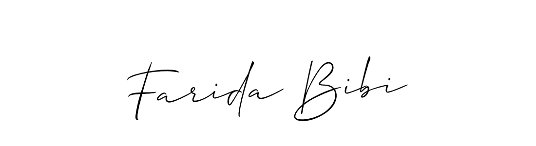 Make a beautiful signature design for name Farida Bibi. With this signature (Allison_Script) style, you can create a handwritten signature for free. Farida Bibi signature style 2 images and pictures png