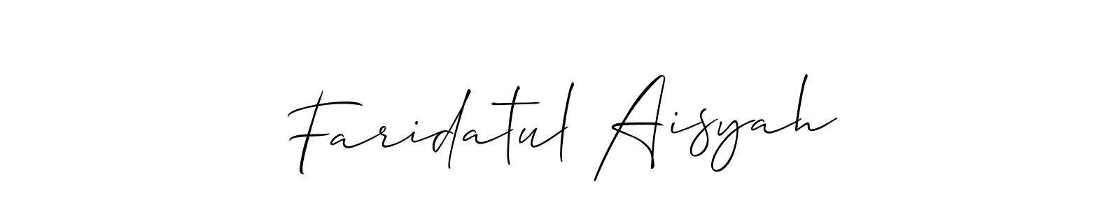Create a beautiful signature design for name Faridatul Aisyah. With this signature (Allison_Script) fonts, you can make a handwritten signature for free. Faridatul Aisyah signature style 2 images and pictures png