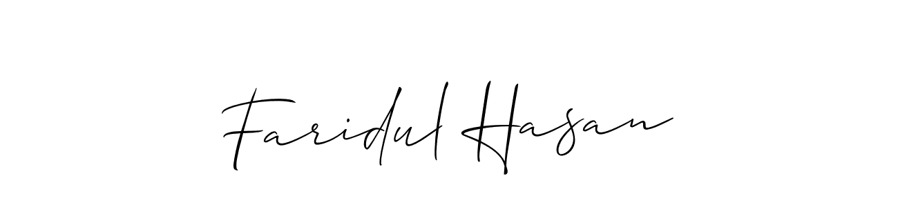 Use a signature maker to create a handwritten signature online. With this signature software, you can design (Allison_Script) your own signature for name Faridul Hasan. Faridul Hasan signature style 2 images and pictures png